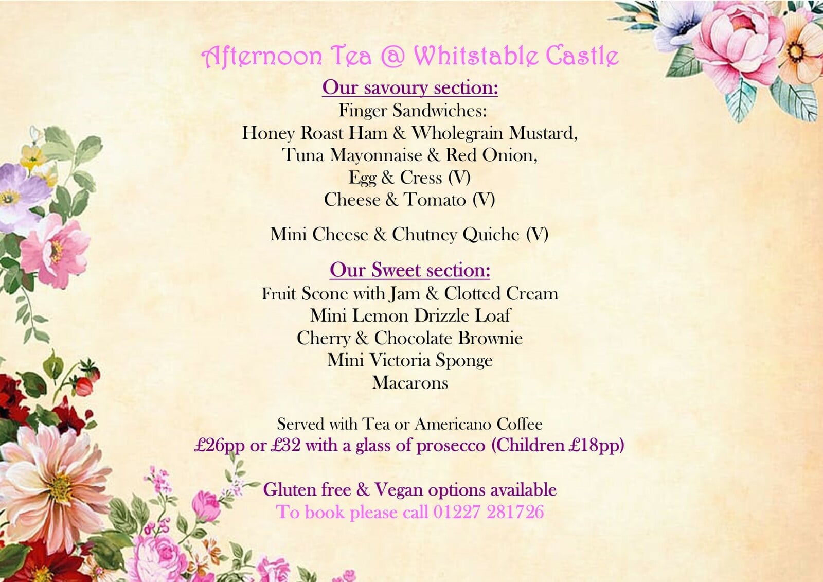 Afternoon Tea Whitstable Castle & Gardens